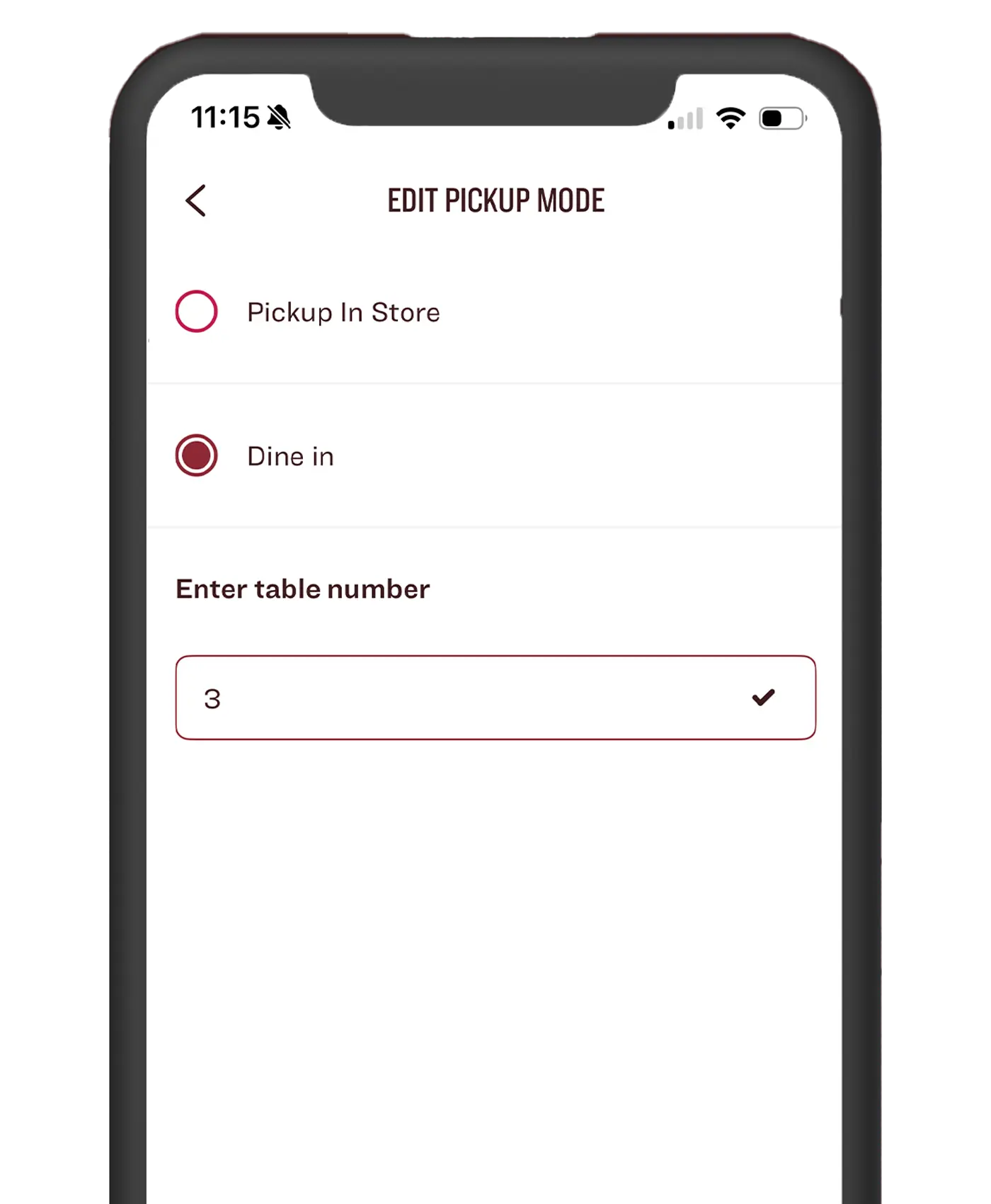 Enter table number