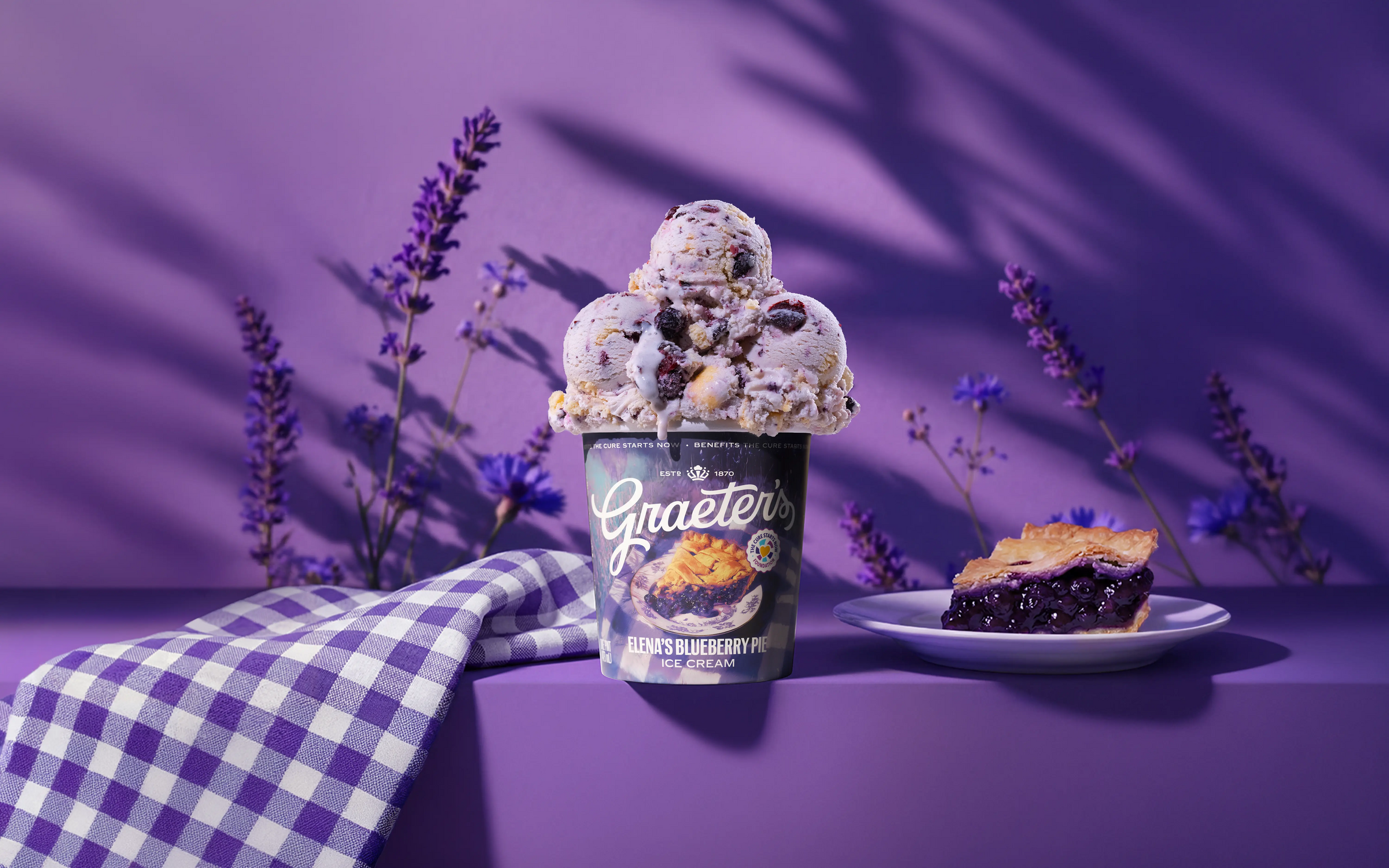 A pint of Graeter's Elena's Blueberry Pie ice cream