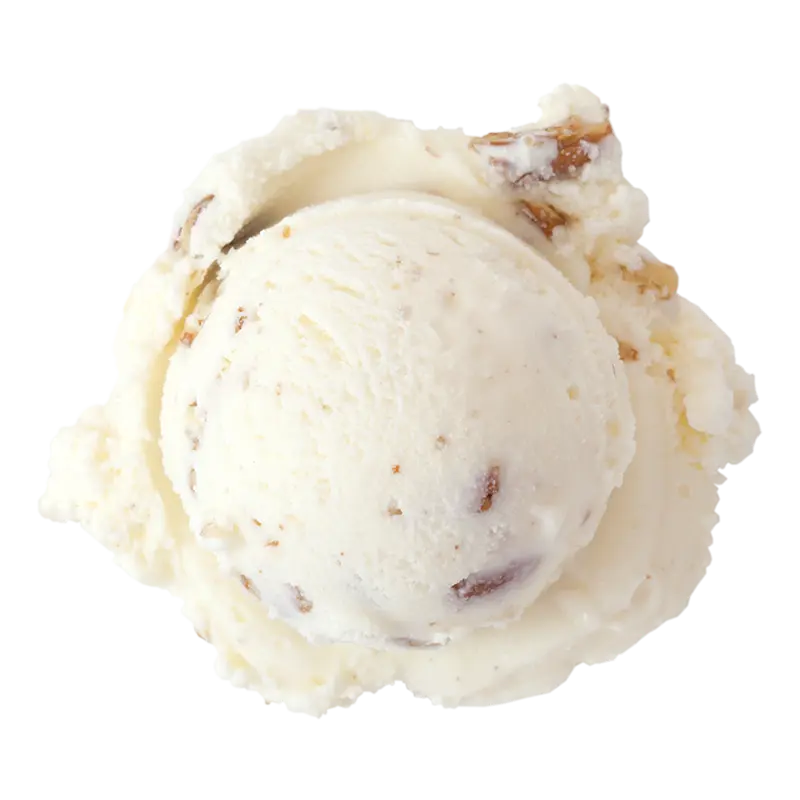 Graeter's Butter Pecan Ice Cream: creamy white ice cream with pecan bits throughout