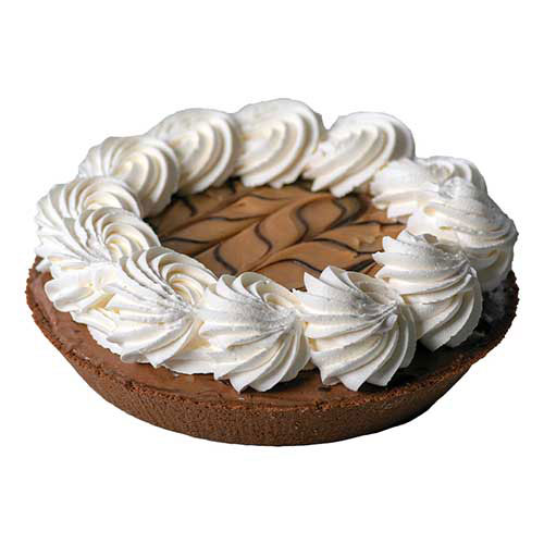 Graeter's Buckeye Blitz Ice Cream Pie: a pie with a graham cracker crust and whipped cream on top encircling peanut butter filling on top of ice cream