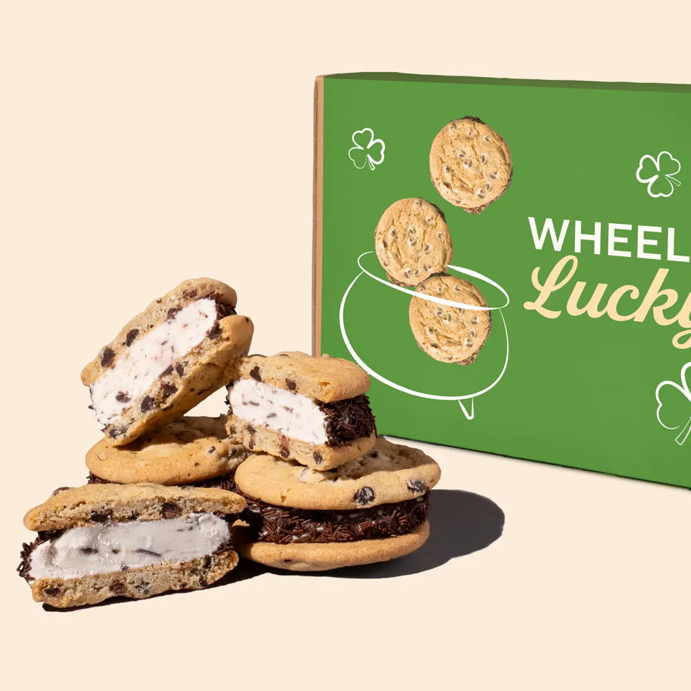 Vanilla ice cream sandwiches with St. Patrick's Day Box