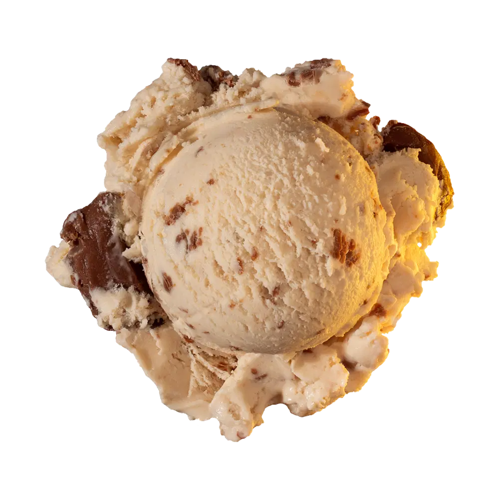 A scoop of Peanut Butter Chip ice cream