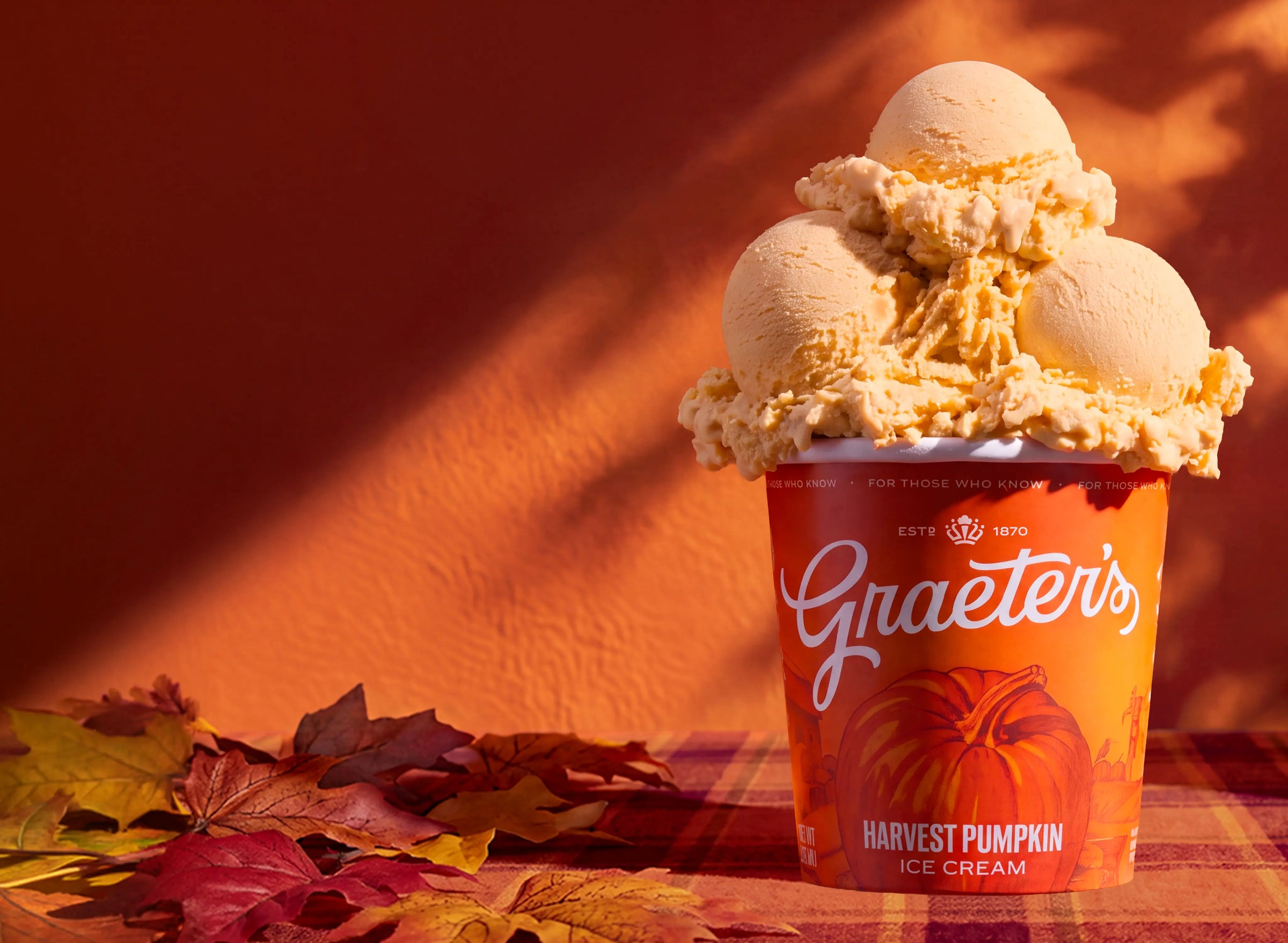 A pint of Graeter's Harvest Pumpkin ice cream.