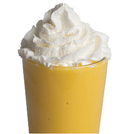 island blast: a bright yellow drink with whipped cream on top!