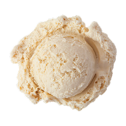 original salted caramel ice cream: a single scoop of light beige ice cream