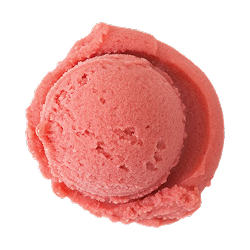 raspberry sorbet: a single scoop of bright pink sorbet