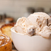 Cinnamon Sticky Bun - Cinnamon ice cream swirled with brown sugar and sticky bun dough, finished with crunchy toffee pi...