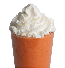 sunrise sensation: a bright red-orange drink with whipped cream on top!