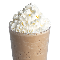 french vanilla coffee chiller: a creamy brown drink with whipped cream on top!