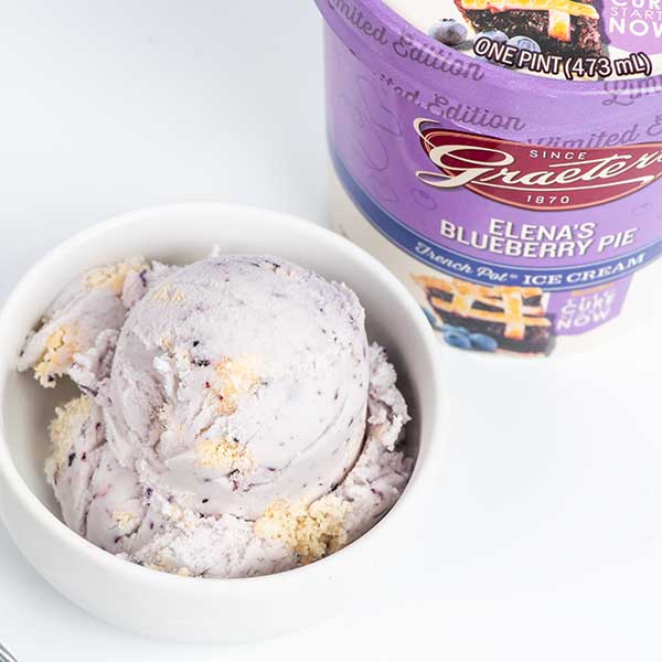Scoop of Graeter's Elena's Blueberry Pie Ice Cream