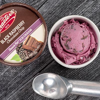 Scoop of Graeter's Black Raspberry Chocolate Chip Ice Cream