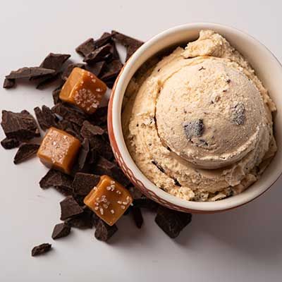 Scoop of Graeter's Salted Caramel Chocolate Chip Ice Cream